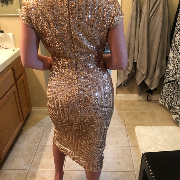 Dress- NWT- Rose Gold sequined (cocktail dress) M - Picture 8 of 8